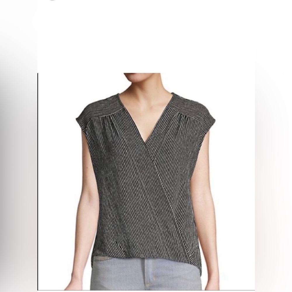 Max Studio Black and White Striped Blouse